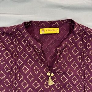 Kimono Top Women's‎ 3XL Maroon Geometric Lightweight Breezy Japanese